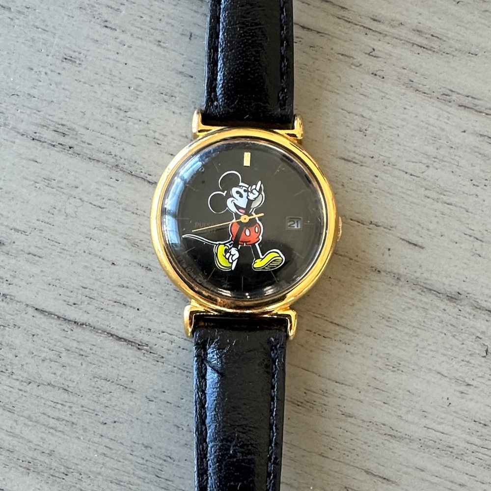 Mickey Mouse Gold and Black Watch with date